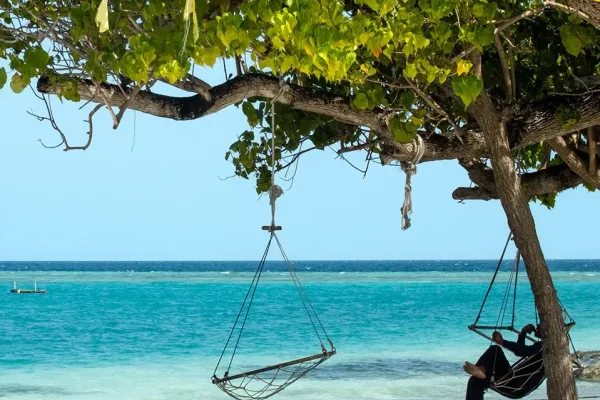 Turquoise water on a local island on the Maldives